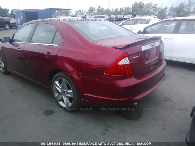 3FAHP0KC3AR431235 - 2010 FORD FUSION SPORT RED photo 3