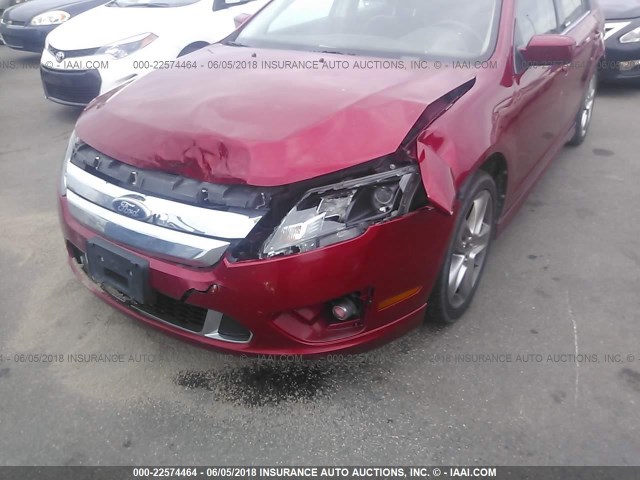 3FAHP0KC3AR431235 - 2010 FORD FUSION SPORT RED photo 6