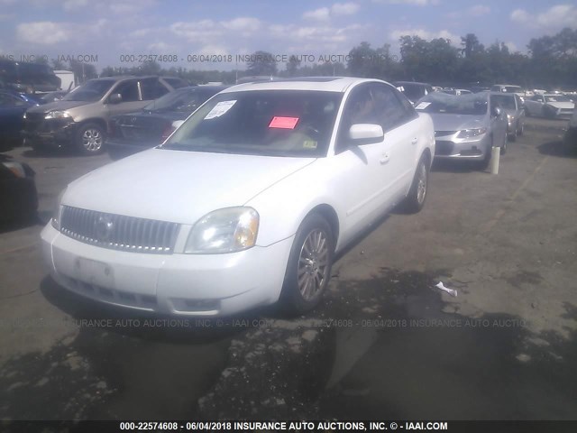 1MEFM43155G602707 - 2005 MERCURY MONTEGO PREMIER WHITE photo 2