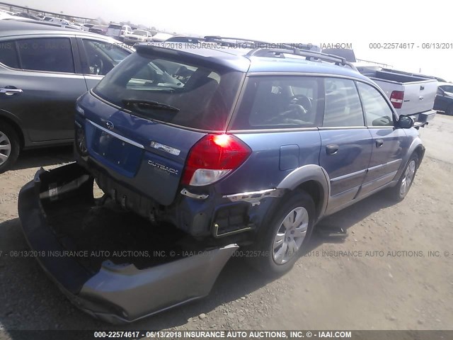 4S4BP60C687325851 - 2008 SUBARU OUTBACK BLUE photo 4