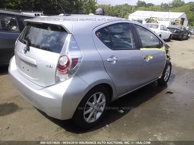 JTDKDTB31D1052209 - 2013 TOYOTA PRIUS C SILVER photo 4