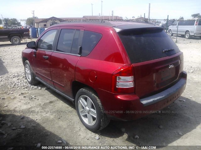 1J8FT47088D633292 - 2008 JEEP COMPASS SPORT RED photo 3