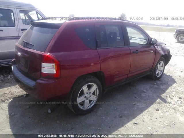 1J8FT47088D633292 - 2008 JEEP COMPASS SPORT RED photo 4