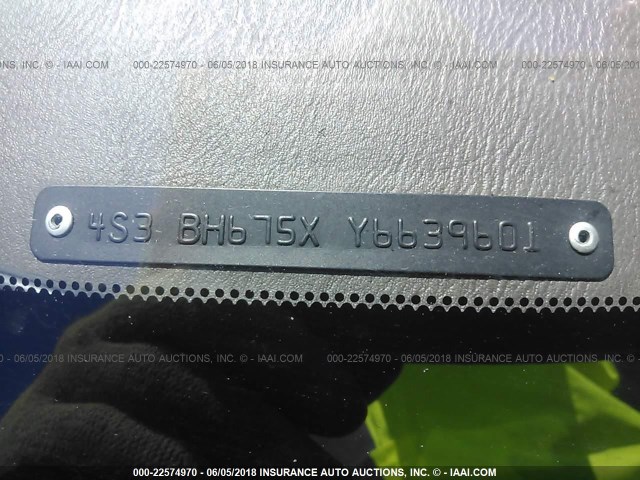 4S3BH675XY6639601 - 2000 SUBARU LEGACY OUTBACK AWP 勃艮第红 照片 9