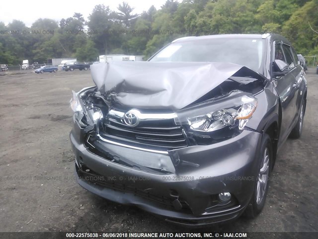 5TDJKRFH9FS169486 - 2015 TOYOTA HIGHLANDER XLE GRAY photo 6