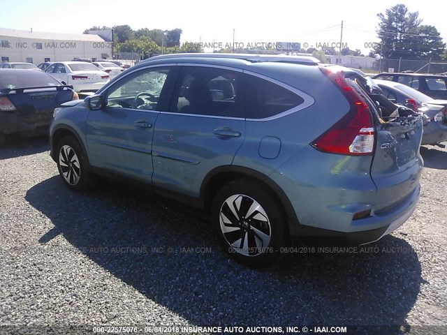 5J6RM4H94GL079536 - 2016 HONDA CR-V TOURING BLUE photo 3