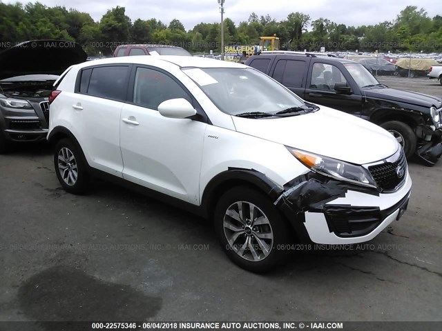 KNDPBCAC0F7697415 - 2015 KIA SPORTAGE LX WHITE photo 1