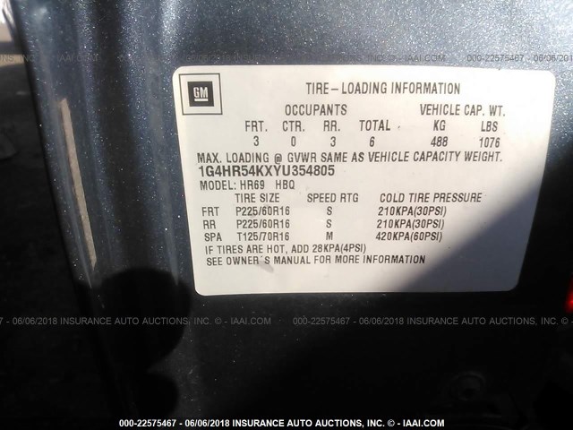 1G4HR54KXYU354805 - 2000 BUICK LESABRE LIMITED BLUE photo 9