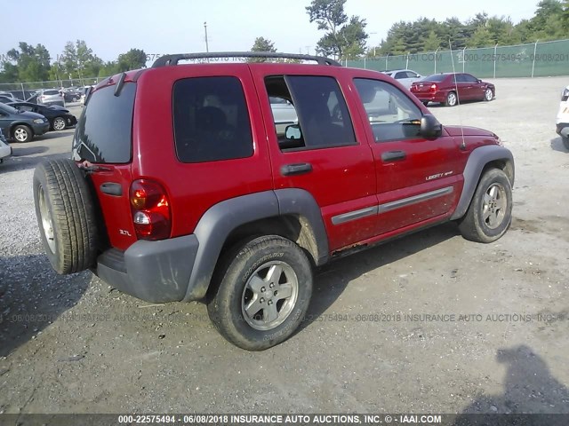1J4GL48K63W560524 - 2003 JEEP LIBERTY SPORT/FREEDOM წითელი ფოტო 4