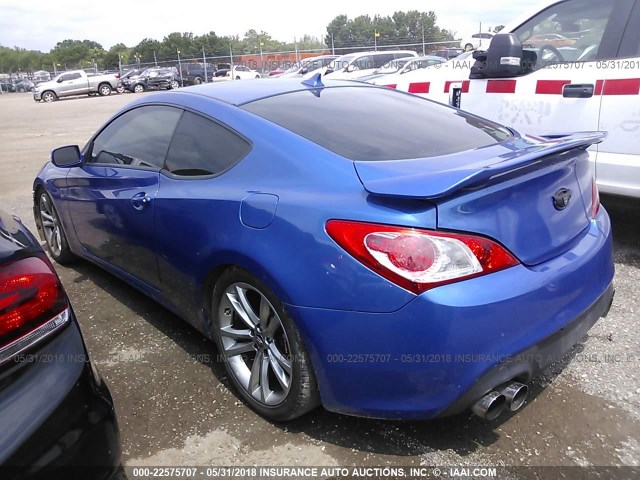 KMHHU6KH0CU066523 - 2012 HYUNDAI GENESIS COUPE 3.8L BLUE photo 3