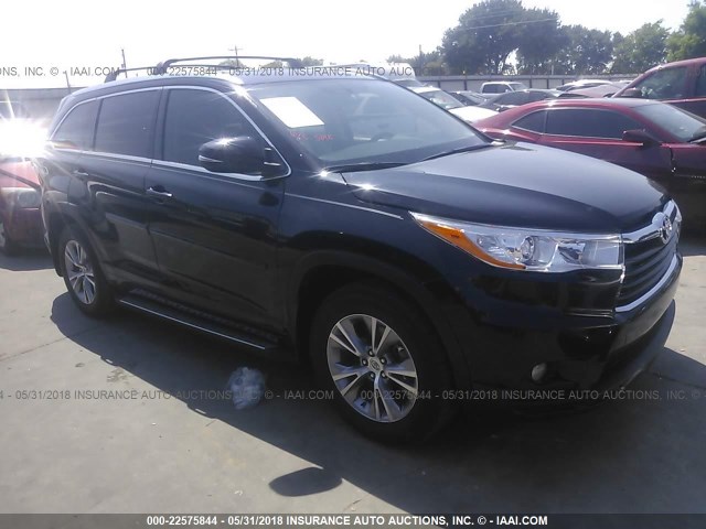 5TDKKRFH0FS057146 - 2015 TOYOTA HIGHLANDER XLE შავი ფოტო 1