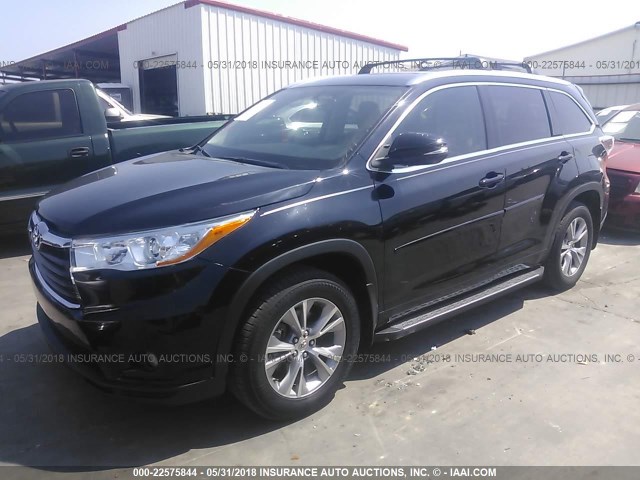 5TDKKRFH0FS057146 - 2015 TOYOTA HIGHLANDER XLE შავი ფოტო 2