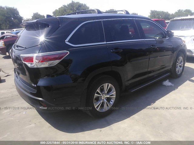 5TDKKRFH0FS057146 - 2015 TOYOTA HIGHLANDER XLE შავი ფოტო 4