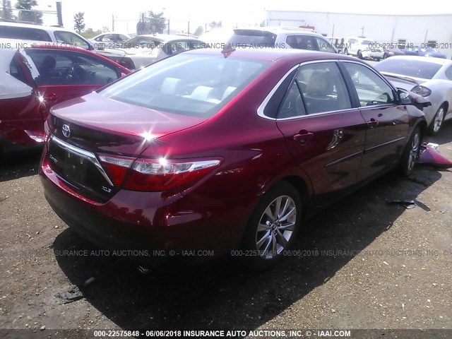 4T1BK1FK9FU567418 - 2015 TOYOTA CAMRY XSE/XLE 红色 照片 4