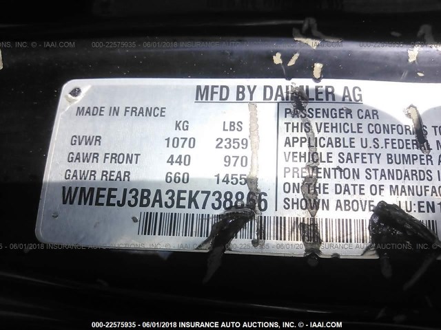 WMEEJ3BA3EK738866 - 2014 SMART FORTWO PURE/PASSION WHITE photo 9