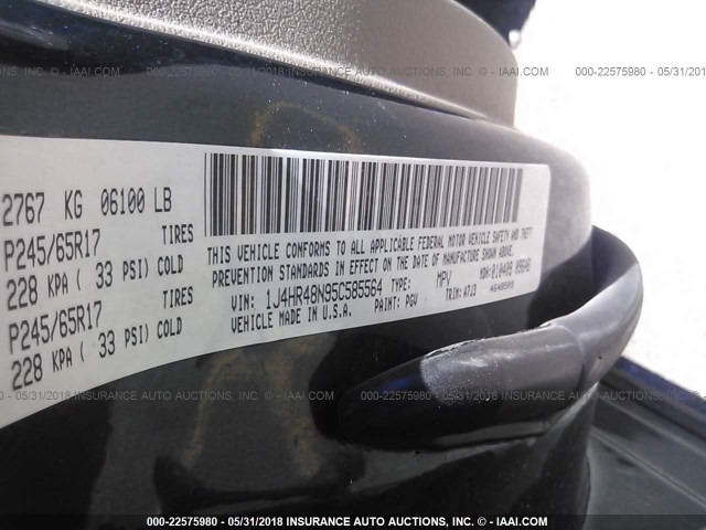 1J4HR48N95C585564 - 2005 JEEP GRAND CHEROKEE LAREDO/COLUMBIA/FREEDOM 绿色 照片 9