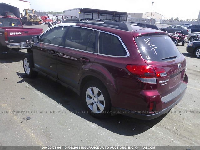 4S4BRCKC8C3256523 - 2012 SUBARU OUTBACK 2.5I LIMITED RED photo 3