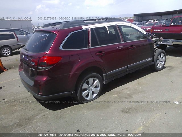 4S4BRCKC8C3256523 - 2012 SUBARU OUTBACK 2.5I LIMITED RED photo 4