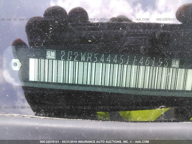 2G2WR544451146153 - 2005 PONTIAC GRAND PRIX GTP ნაცრისფერი ფოტო 9