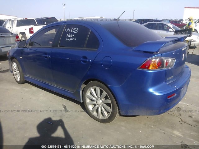 JA32U8FW3AU023787 - 2010 MITSUBISHI LANCER GTS BLUE photo 3