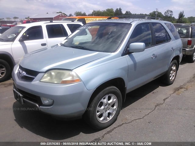 2HNYD18612H535580 - 2002 ACURA MDX TOURING BLUE photo 2