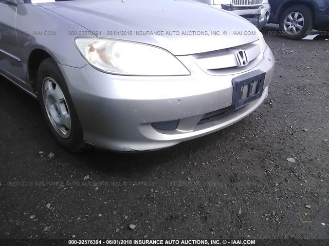 JHMES95685S020427 - 2005 HONDA CIVIC HYBRID BEIGE photo 6