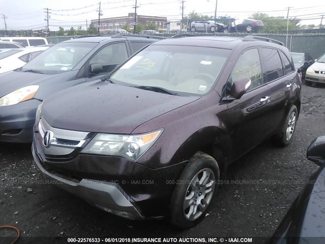 2HNYD28208H555914 - 2008 ACURA MDX BURGUNDY photo 2