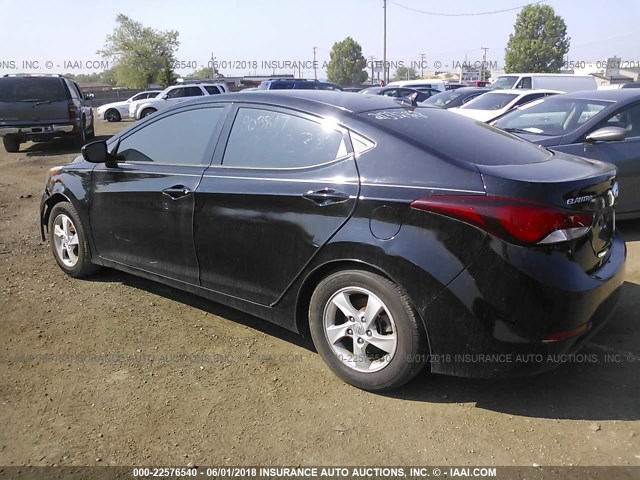 KMHDH4AE2EU088654 - 2014 HYUNDAI ELANTRA SE/SPORT/LIMITED BLACK photo 3