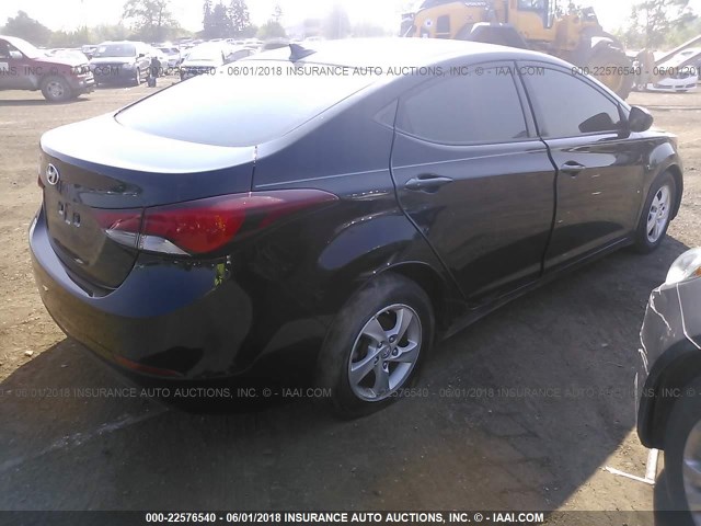 KMHDH4AE2EU088654 - 2014 HYUNDAI ELANTRA SE/SPORT/LIMITED BLACK photo 4