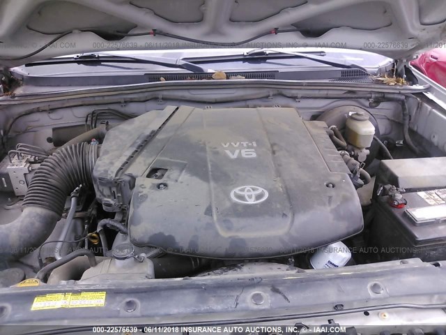 5TEJU62N98Z529561 - 2008 TOYOTA TACOMA DOUBLE CAB PRERUNNER SILVER photo 10