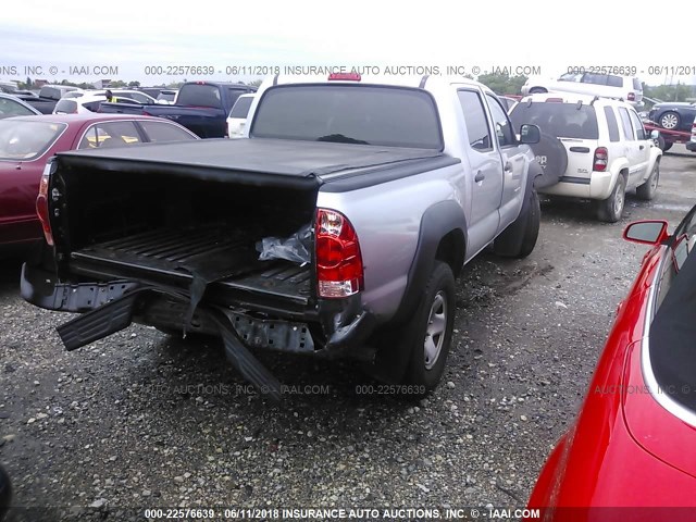 5TEJU62N98Z529561 - 2008 TOYOTA TACOMA DOUBLE CAB PRERUNNER SILVER photo 4