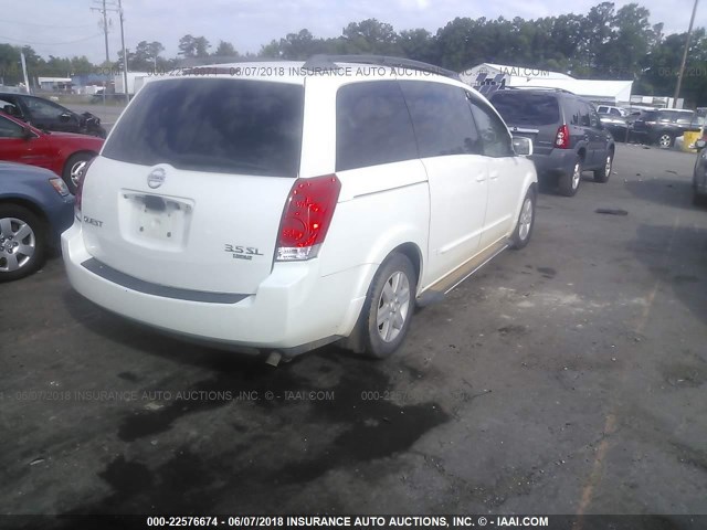 5N1BV28U74N340411 - 2004 NISSAN QUEST S/SE/SL WHITE photo 4