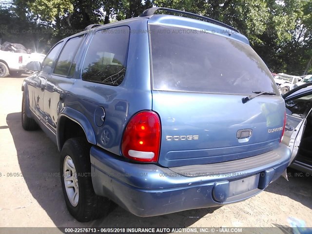 1D4HR48Z83F600840 - 2003 DODGE DURANGO SLT BLUE photo 3