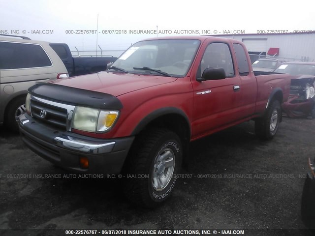 4TAWN72N8XZ412844 - 1999 TOYOTA TACOMA XTRACAB RED photo 2