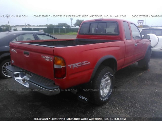 4TAWN72N8XZ412844 - 1999 TOYOTA TACOMA XTRACAB RED photo 4