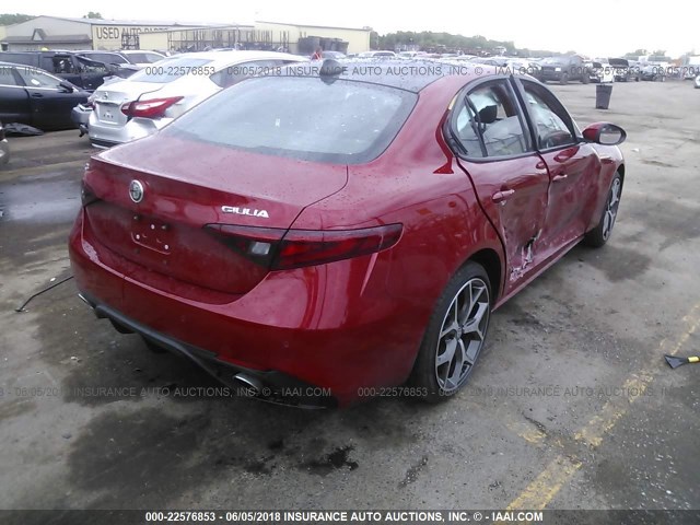 ZARFAEEN7J7581102 - 2018 ALFA ROMEO GIULIA TI Q4 RED photo 4