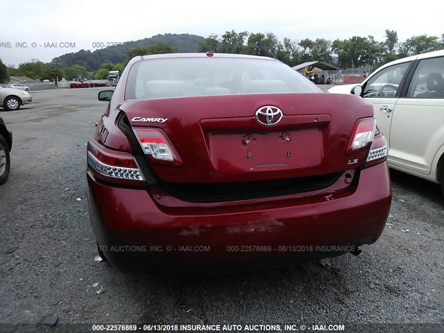 4T4BF3EK7AR062851 - 2010 TOYOTA CAMRY SE/LE/XLE RED photo 6