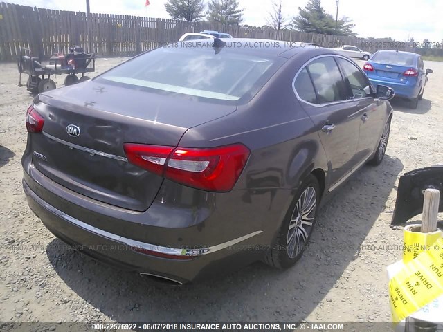 KNALN4D72E5139809 - 2014 KIA CADENZA PREMIUM/LIMITED BROWN photo 4