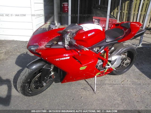 ZDM1XBEW38B018117 - 2008 DUCATI 1098 S RED photo 2