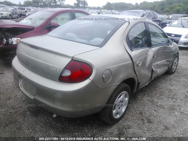 1B3ES26C62D511853 - 2002 DODGE NEON GOLD photo 4