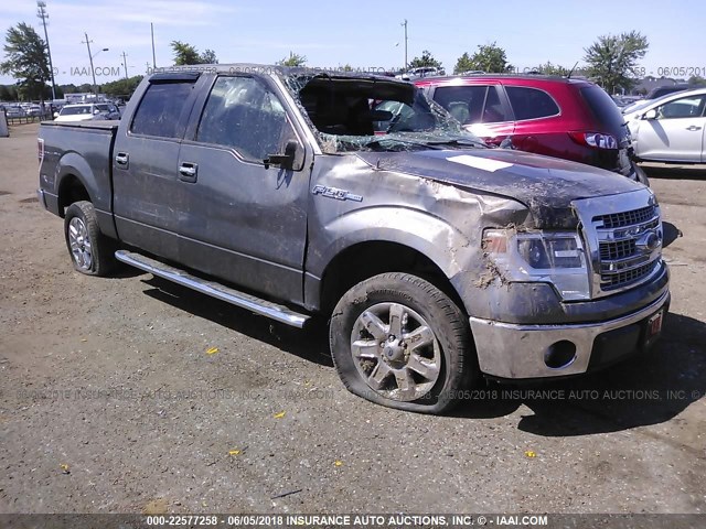 1FTFW1CF4EFA90241 - 2014 FORD F150 SUPERCREW GRAY photo 1