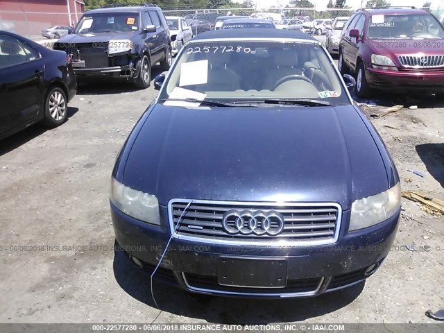 WAUDT48H16K000433 - 2006 AUDI A4 QUATTRO BLUE photo 6