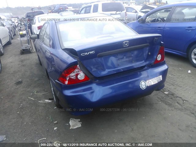 1HGEM22335L064960 - 2005 HONDA CIVIC DX VP BLUE photo 6