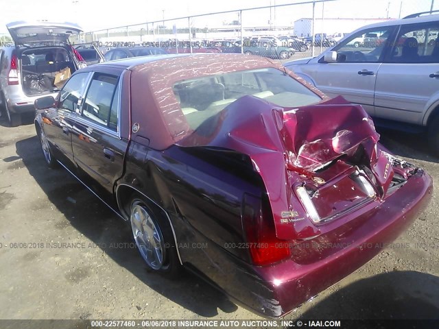 1G6KF57962U150928 - 2002 CADILLAC DEVILLE DTS RED photo 3