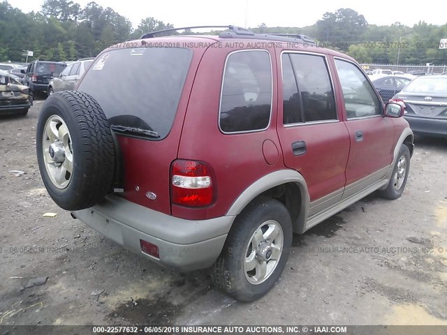 KNDJB7238Y5679450 - 2000 KIA SPORTAGE RED photo 4