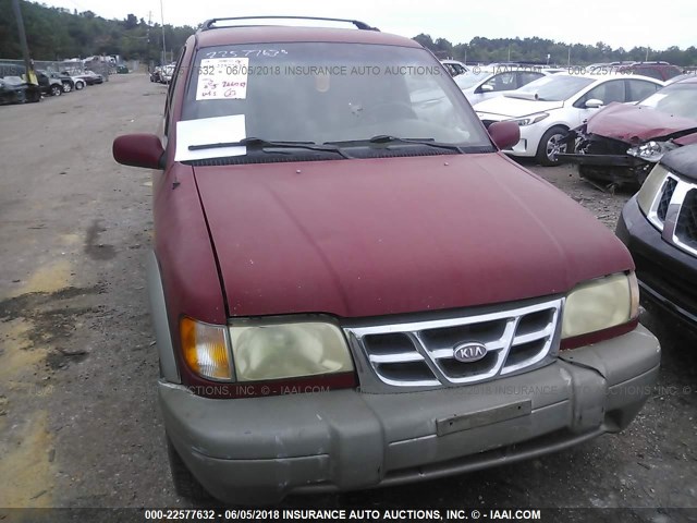 KNDJB7238Y5679450 - 2000 KIA SPORTAGE RED photo 6