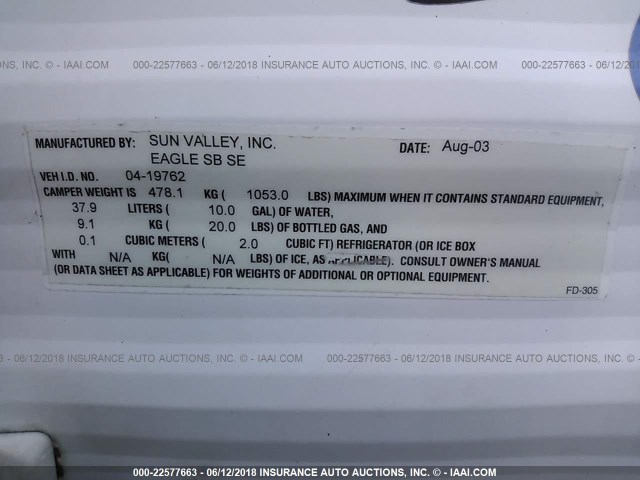 00000000000000000 - 2006 TRAILER SUNBEAM/M-690 SE  白色 照片 9