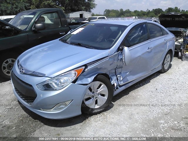 KMHEC4A48DA085106 - 2013 HYUNDAI SONATA HYBRID BLUE photo 2