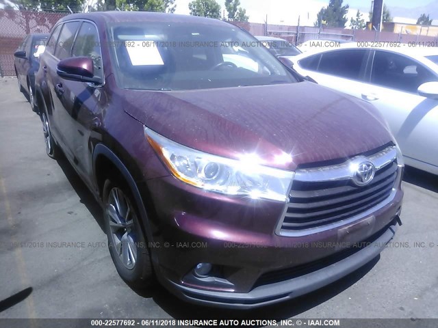 5TDZKRFH7ES020544 - 2014 TOYOTA HIGHLANDER LE/LE PLUS 栗色 照片 1