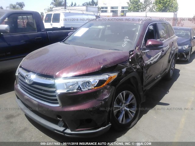 5TDZKRFH7ES020544 - 2014 TOYOTA HIGHLANDER LE/LE PLUS 栗色 照片 2
